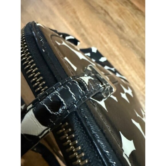 Kate Spade Black White Polka Dot Zip Dome Tote Satchel Purse Strap Double Handle - Picture 3 of 16